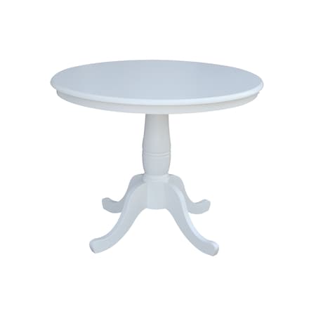 International Concepts Round 36 in Round Top Pedestal Table, 28.9 inH, White, 36 W, 36 L, 29.1 in H, Wood, White K08-36RT